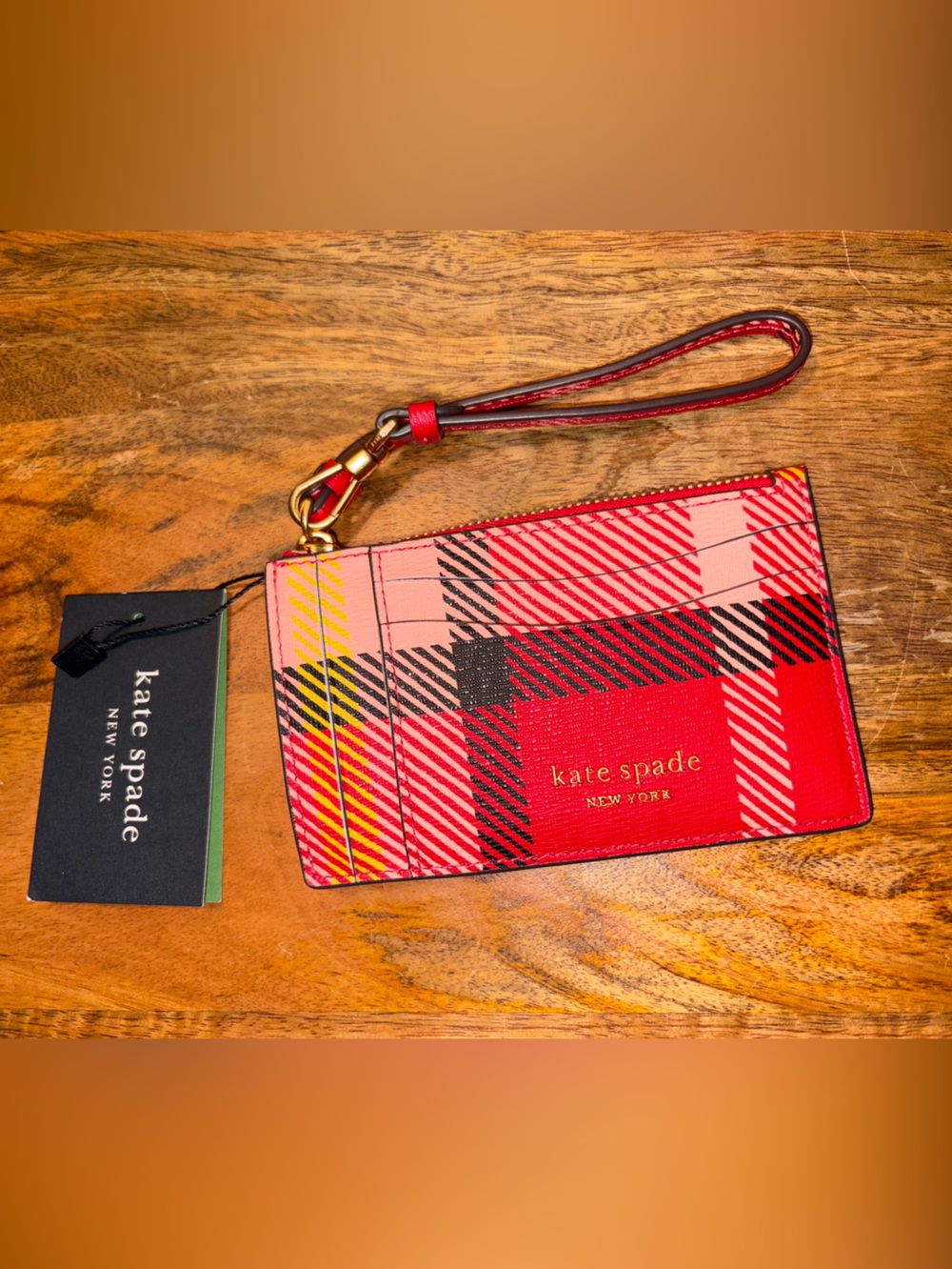 Kate Spade Morgan Museum Plaid Wristlet NWT